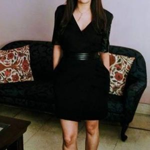 Kooples leather sleeve dress